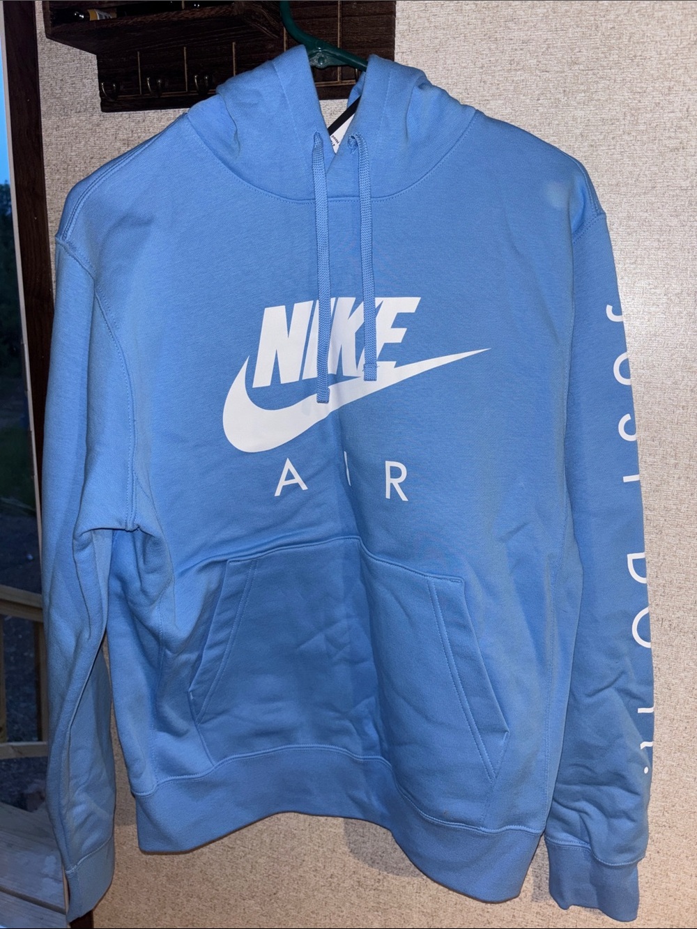 Nike Men’s Crewneck Hoodie Sweatshirt in Light Blue with White Logo
